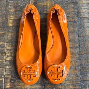 Tory Burch Patent Orange Ballet Flats